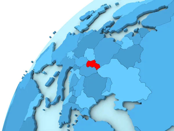 Slovacchia in rosso sul globo blu — Foto Stock