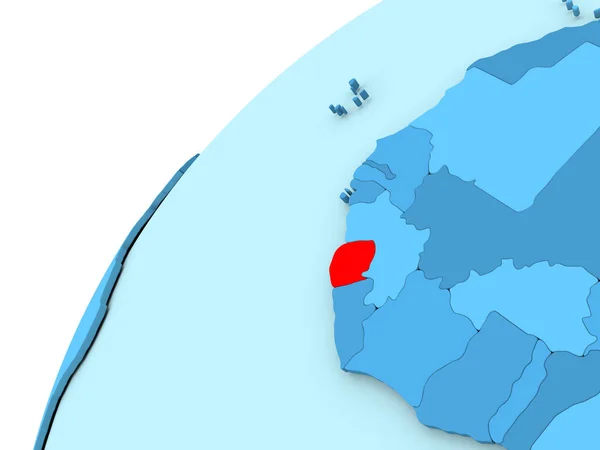 Sierra leone in rot auf blauem Globus — Stockfoto