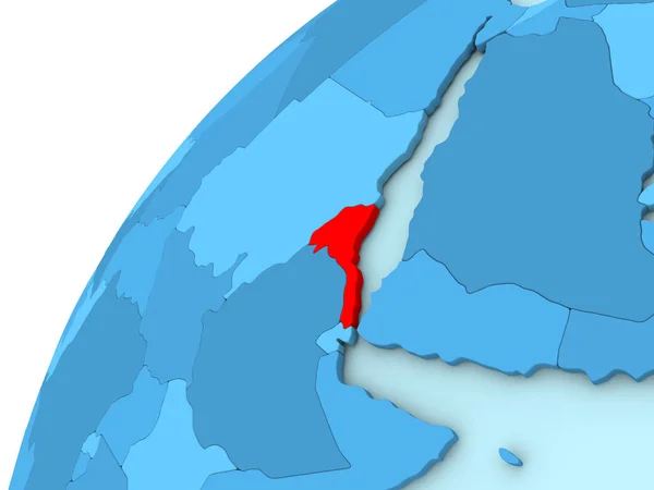 Еритрея в червоний колір на синій глобус — стокове фото