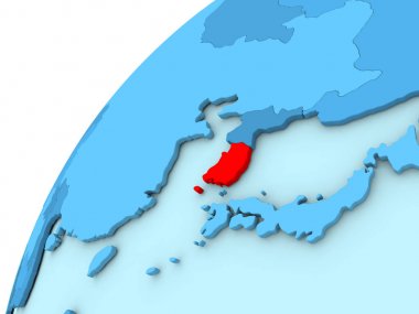 Güney Kore kırmızı mavi dünya üzerinde