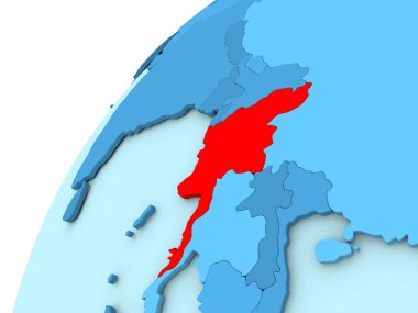 Myanmar kırmızı mavi dünya üzerinde