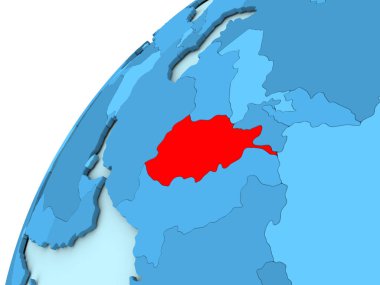 Afganistan kırmızı mavi dünya üzerinde