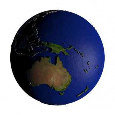 Avustralya üzerinde beyaz izole yeryüzünde