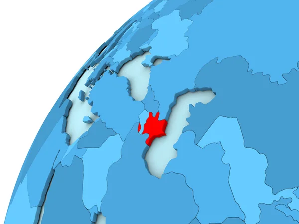 阿塞拜疆在蓝色地球上的红 — 图库照片