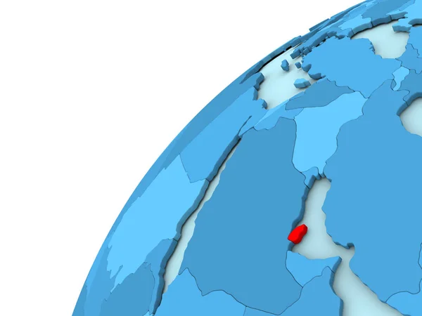Catar em vermelho no globo azul — Fotografia de Stock