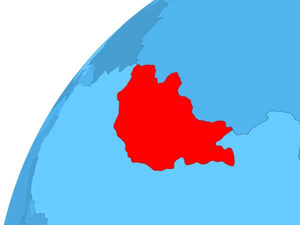 Mongolei in Rot auf blauem Globus — Stockfoto