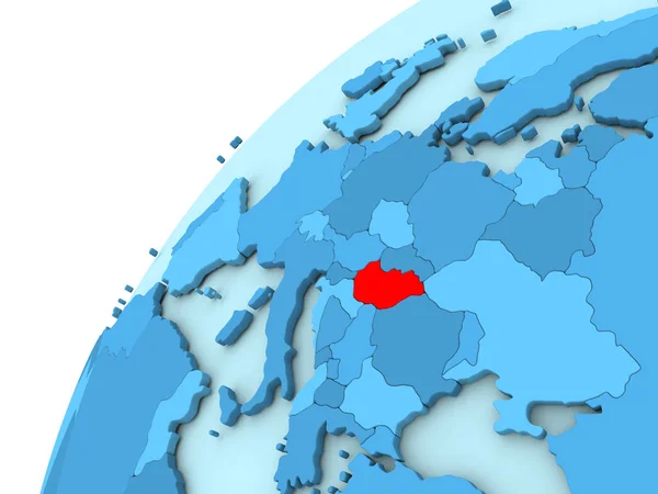 匈牙利在蓝色地球上的红 — 图库照片