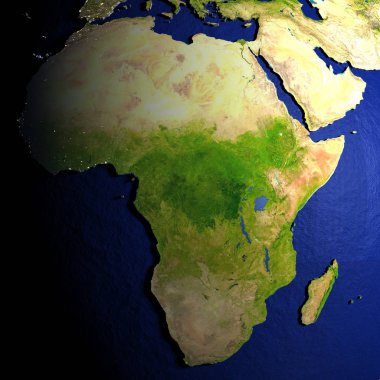 Afrika Dünya modeli ile kabarık arazi üzerinde