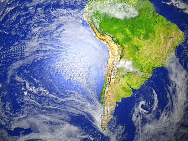 Южная Америка на реалистичной модели Земли — стоковое фото