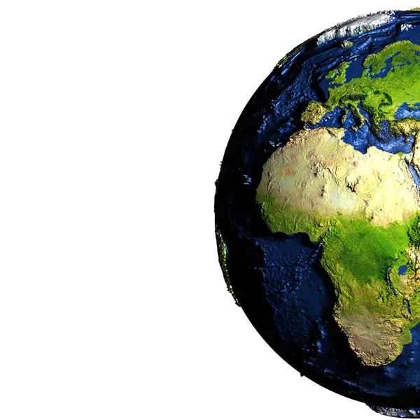 ヨーロッパ ・ アフリカ誇張された山と地球上 — ストック写真