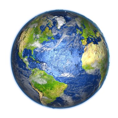 Kuzey Yarımküre üzerinde beyaz izole yeryüzünde