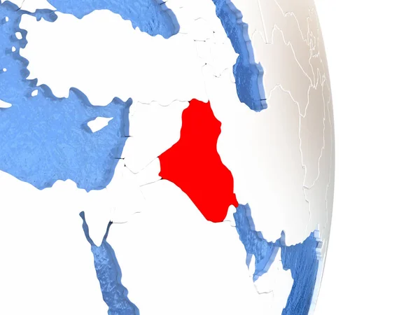 Iraq su globo lucido con acqua — Foto Stock