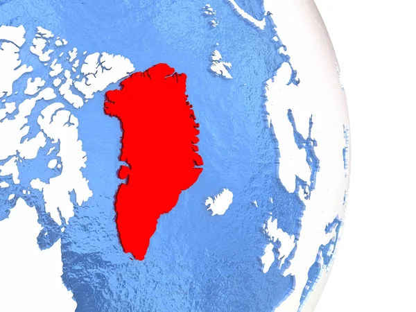 Гренландия на блестящем земном шаре с водой — стоковое фото