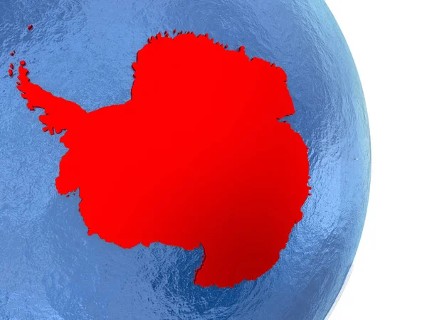 Antarktis på blanka jordglob med vatten — Stockfoto