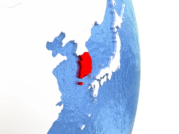 Jižní Korea na lesklé koule s vodou — Stock fotografie