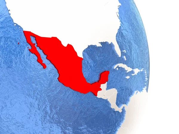 Mexico on shiny globe with water — Stock Photo, Image