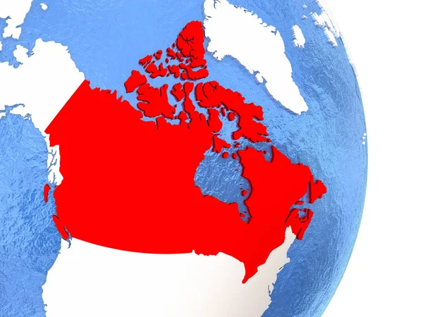 Le Canada sur un globe brillant avec de l'eau — Photo