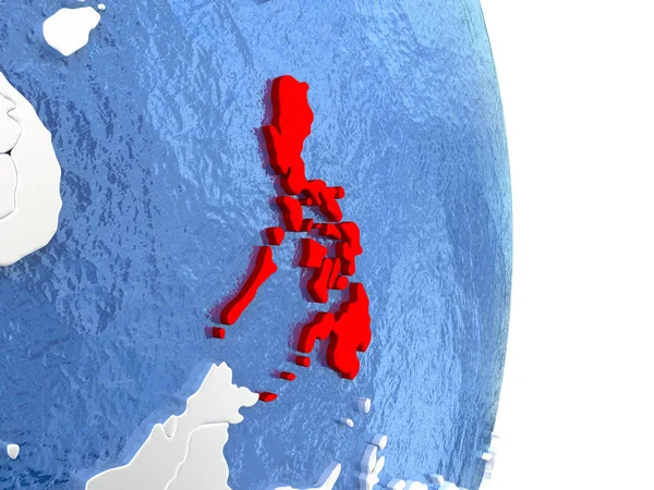 Filipiny na błyszczący glob z wody — Zdjęcie stockowe