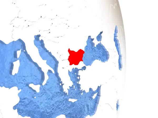 Bulgaria on shiny globe with water — Stock Photo, Image