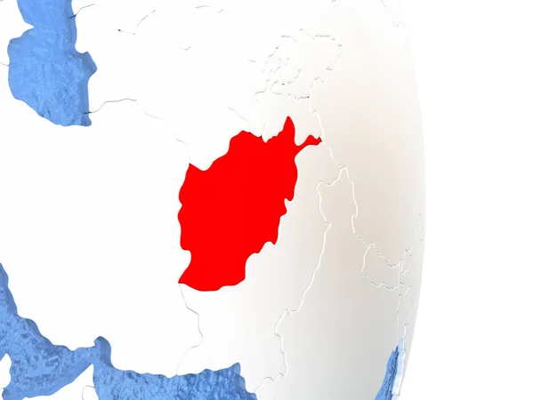 Afghanistan su globo lucido con acqua — Foto Stock