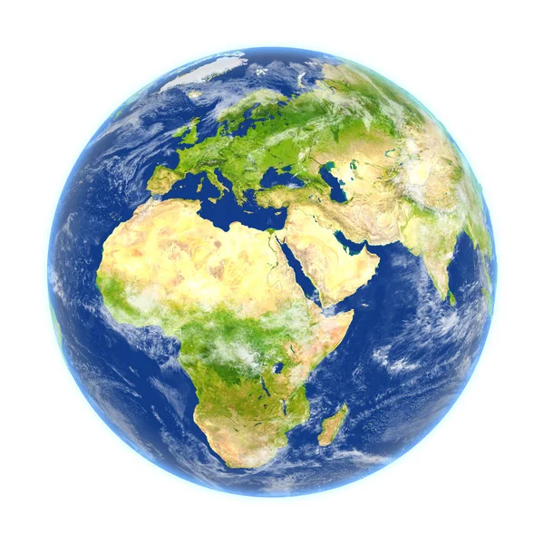 Region EMEA na ziemi na białym tle — Zdjęcie stockowe