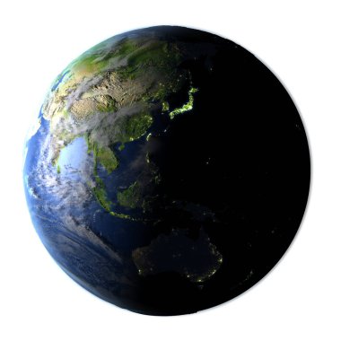 Australasia beyaz izole yeryüzünde