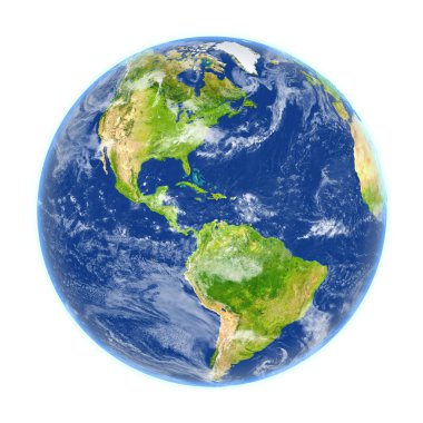 Amerika üzerinde beyaz izole yeryüzünde