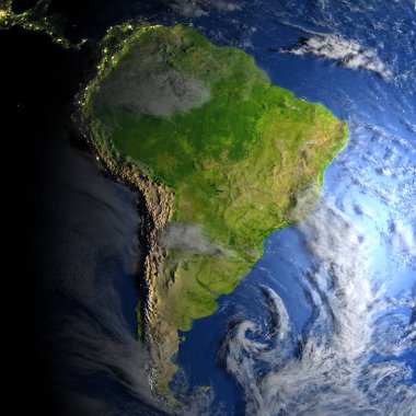 Dünya gezegeni üzerinde Güney Amerika