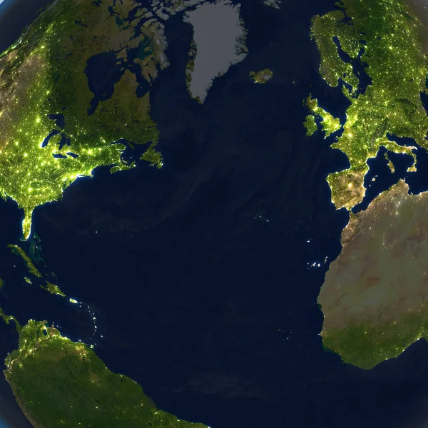 Hemisferio Norte por la noche en el planeta Tierra — Foto de Stock
