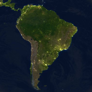 Güney Amerika Planet Earth geceleri