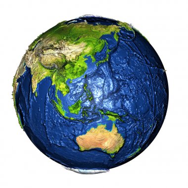 Australasia beyaz izole yeryüzünde