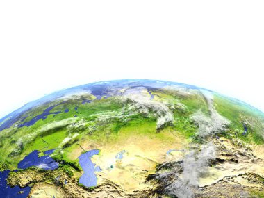 Batı ve Orta Asya dünya gerçekçi bir model üzerinde