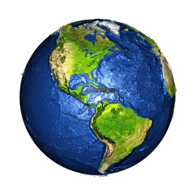 Amerika üzerinde beyaz izole yeryüzünde