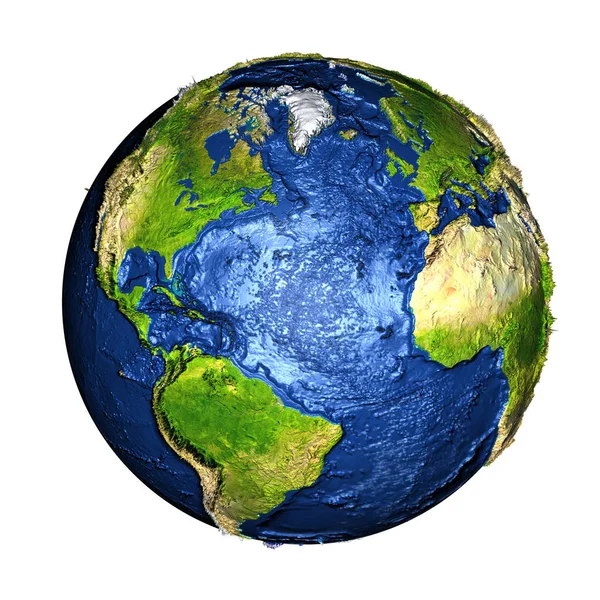 Kuzey Yarımküre üzerinde beyaz izole yeryüzünde