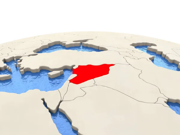 Siria sul globo con mari acquosi — Foto Stock