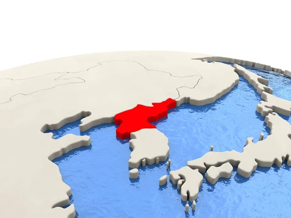 Северная Корея на земном шаре с водными морями — стоковое фото