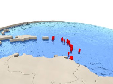 Caribbean sulu Denizi ile dünya üzerinde