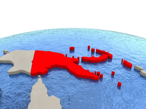 Papua-Nova Guiné no globo com mares aquáticos — Fotografia de Stock