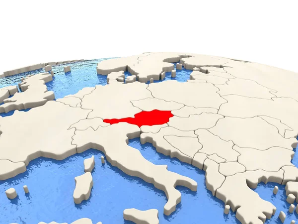 Austria en el mundo con mares acuosos — Foto de Stock