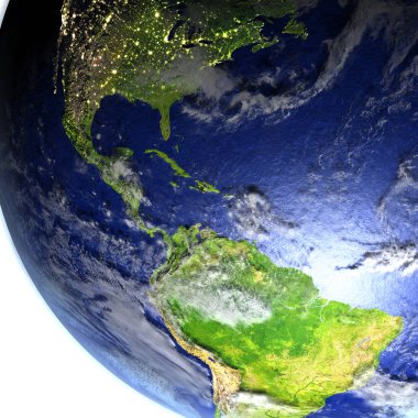 Dünya'nın gerçekçi model üzerinde Orta Amerika