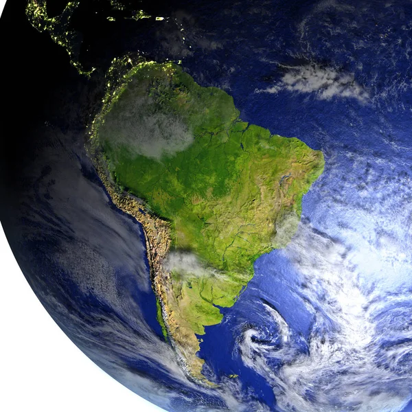 Dünya'nın gerçekçi model üzerinde Güney Amerika — Stok fotoğraf