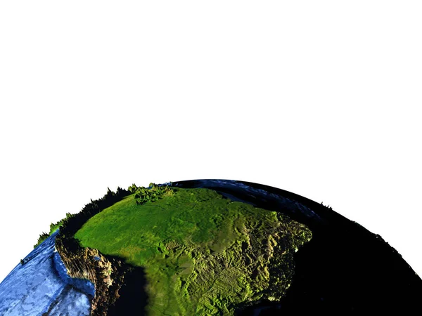 Sudamérica en la Tierra con montañas exageradas — Foto de Stock