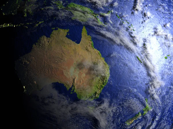 Australië en Nieuw-Zeeland op een realistisch model van aarde — Stockfoto