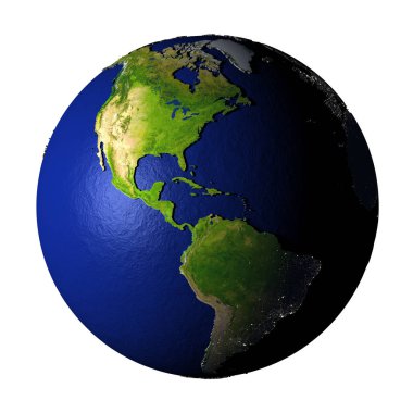 Amerika üzerinde beyaz izole yeryüzünde