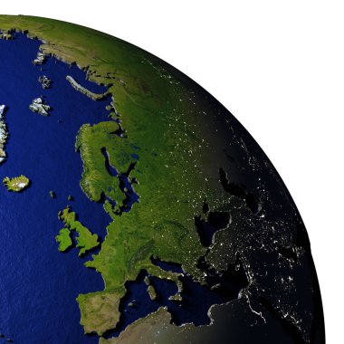 Avrupa dünya modeli ile kabarık arazi üzerinde