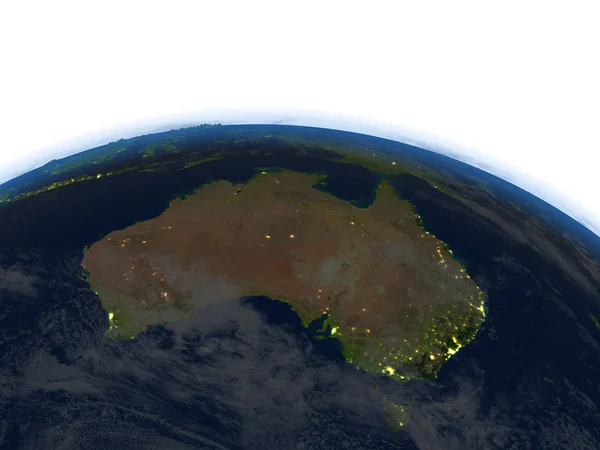 Australia en la noche en el planeta Tierra — Foto de Stock