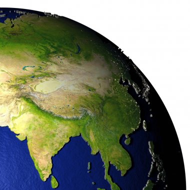 Güneydoğu Asya kabarık arazi ile Dünya'nın modeli