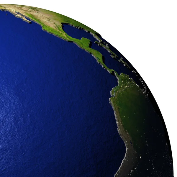 Eastern Pacific on model of Earth with embossed land — Stock Photo, Image