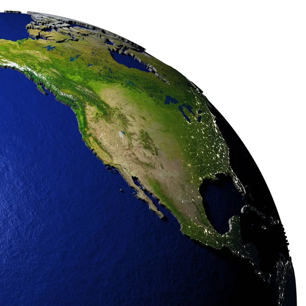 North America on model of Earth with embossed land — Stock Photo, Image