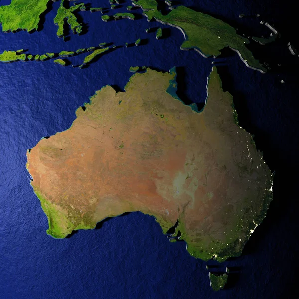 Australien nach dem Modell der Erde mit geprägtem Land — Stockfoto